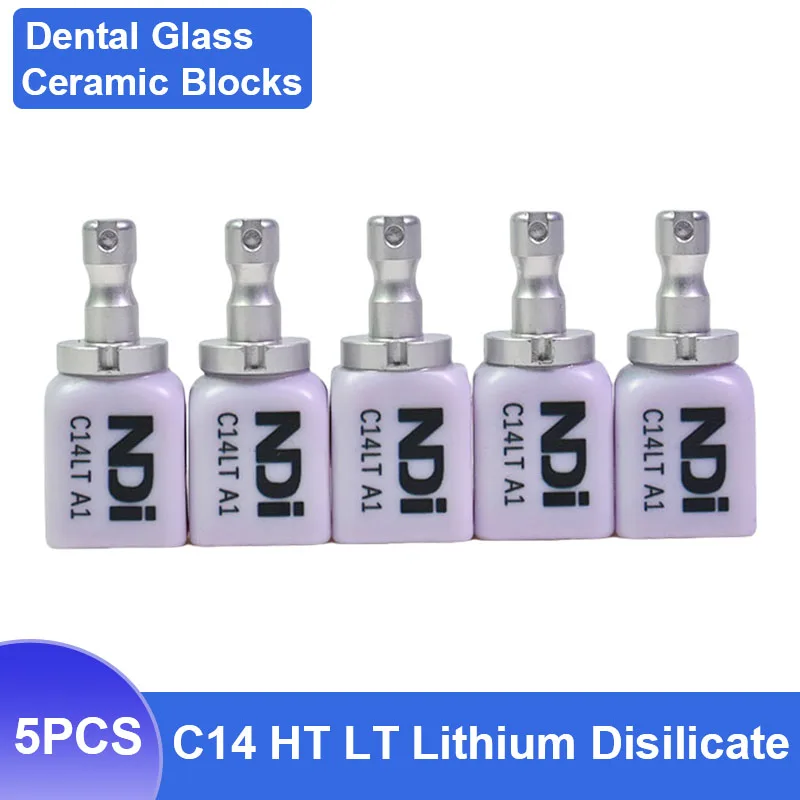 5 Pcs/Box Dental Glass Ceramic Lithium Disilicate Blocks C14 HT/LT NDI Ceramic Cubes for CAD CAM Sirona Cerec Milling System