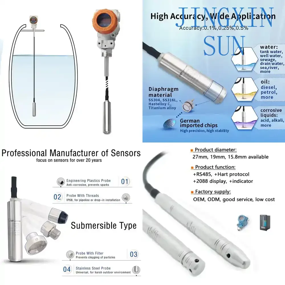 WTsensor for 0.5% High Accuracy Submersible Pressure Transmitter Transducer for Water Oil Diesel Fuel Tank Level Sensor