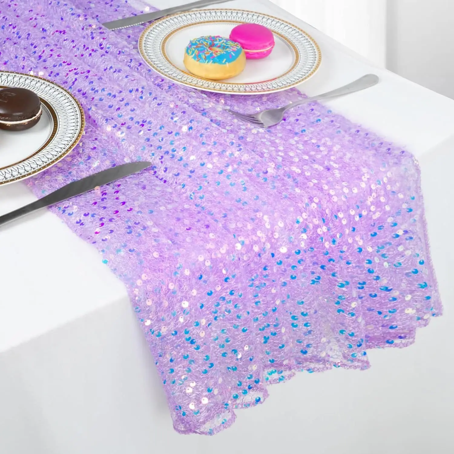 Sequin Table Runner Mermaid Glitter Sequin Sparkly Desk Cover for Christmas Wedding Birthday Party Ceremony Supplies Decor