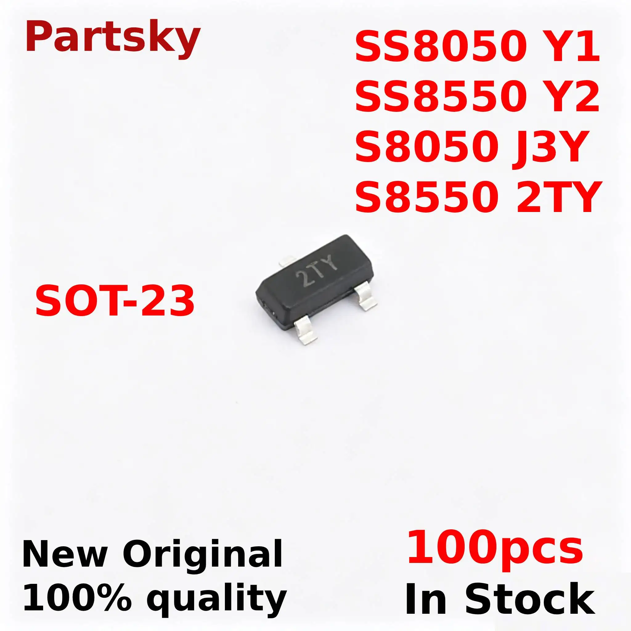 100/500pcs SS8050 S8050 S8550 SS8550 SOT-23 Y2 Y1 J3Y 2TY Transistor SMD In stock Wholesale