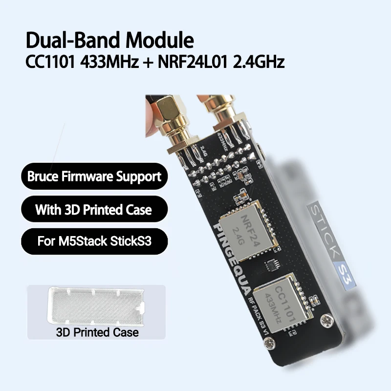 

Беспроводной модуль-сниффер M5Stack StickS3 RF Backpack CC1101 433 МГц NRF24L01+ PA LNA 2.4G для Bruce OS ESP32 Penetration TestBoard