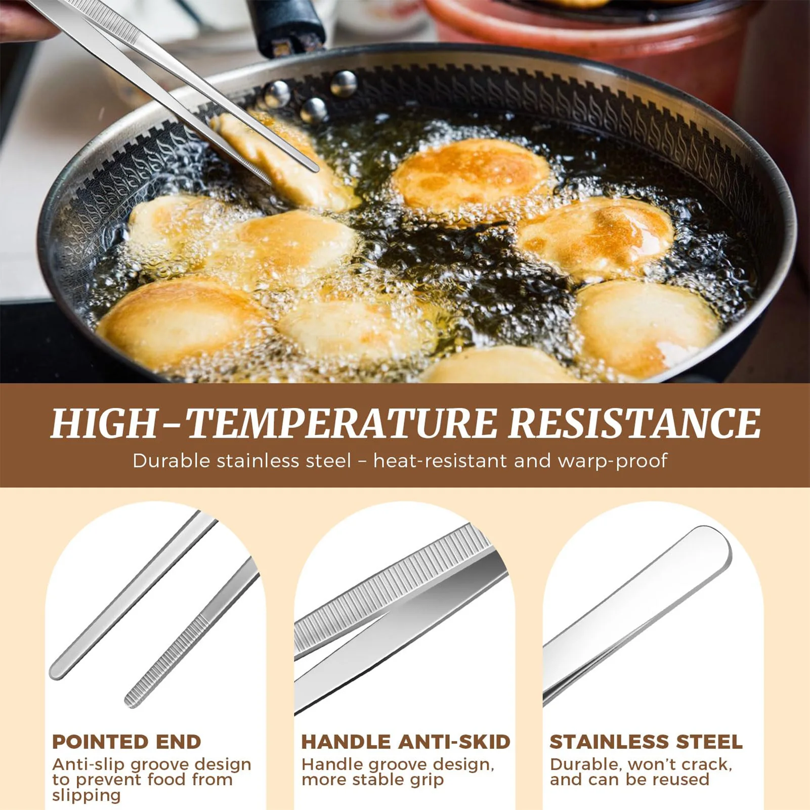 

2pcs 30cm Food Clips Stainless Steel Anti Slip Grill Tongs Anti Scald Long Handled Food Clip Outdoor Camping Accessories