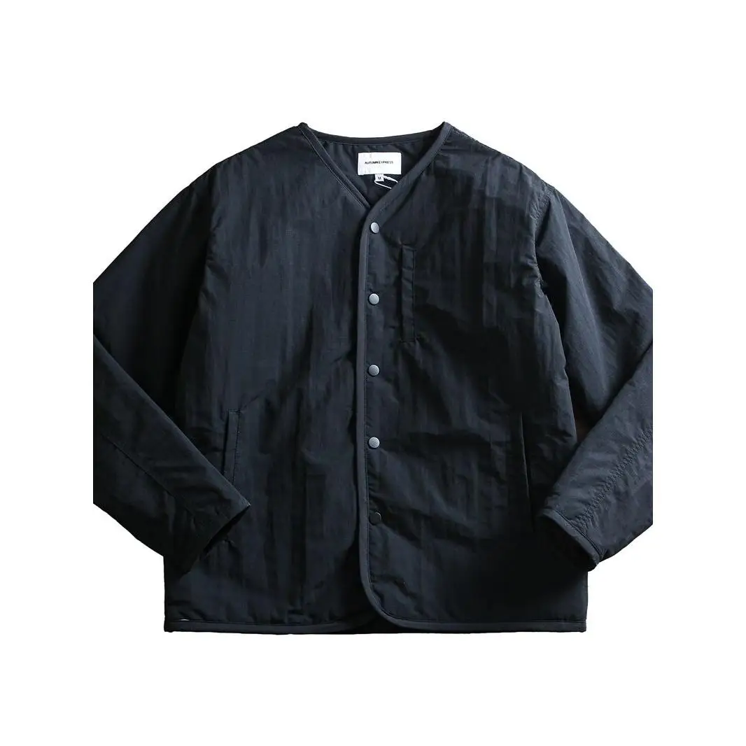 سترة شتوية رجالية سميكة خفيفة الوزن من القطن بياقة على شكل V مبطنة ملابس خارجية عادية دافئة شعبية للشباب بأكمام طويلة من أليا... #4