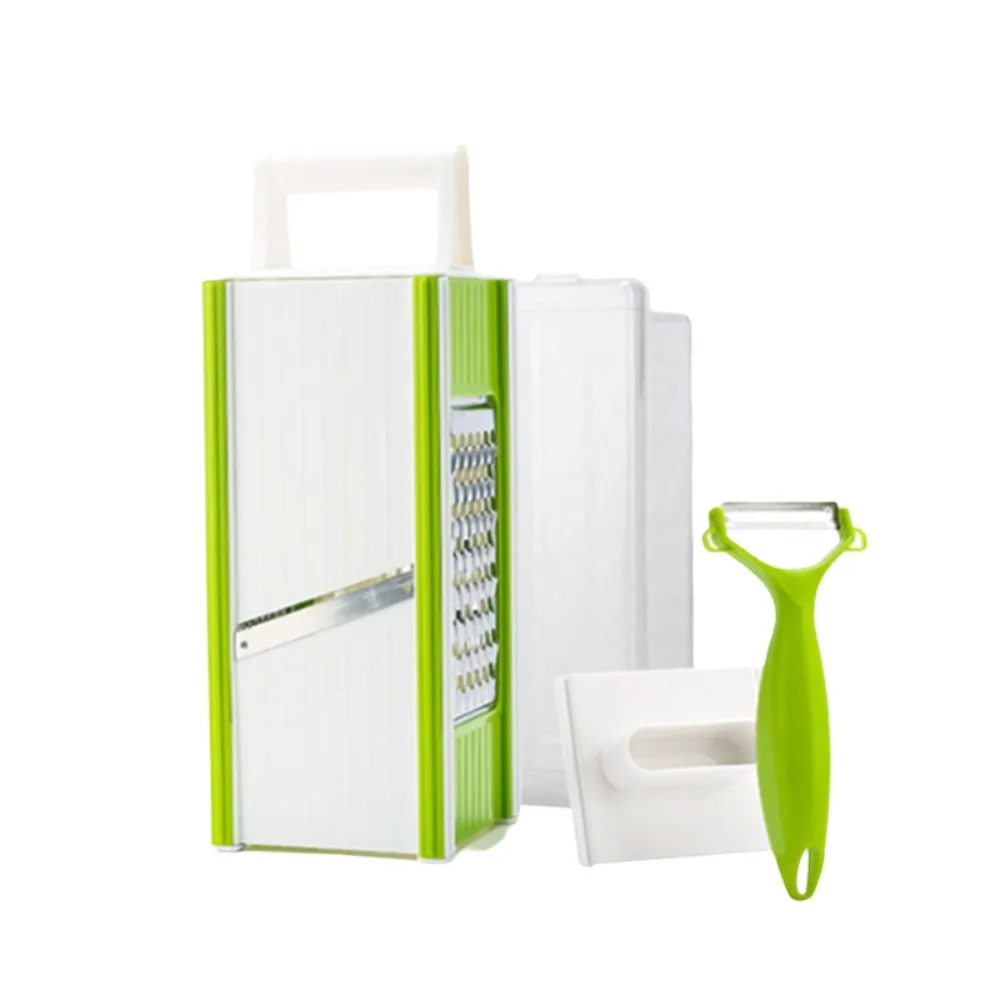 

Multi-functional 5 in 1 Vegetable Chopper Manual Stainless Steel Vegetable Grater Sharp with Container Carrot Cutter Cooking