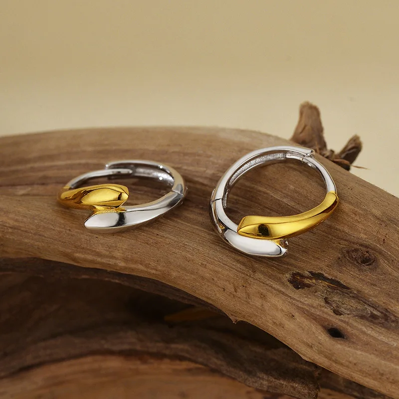 

Jenny&dave S925 Pure Silver Glossy Dual Tone Ear Buckle For Women Jewelry Earrings Women's Earrings Ear Cuffs