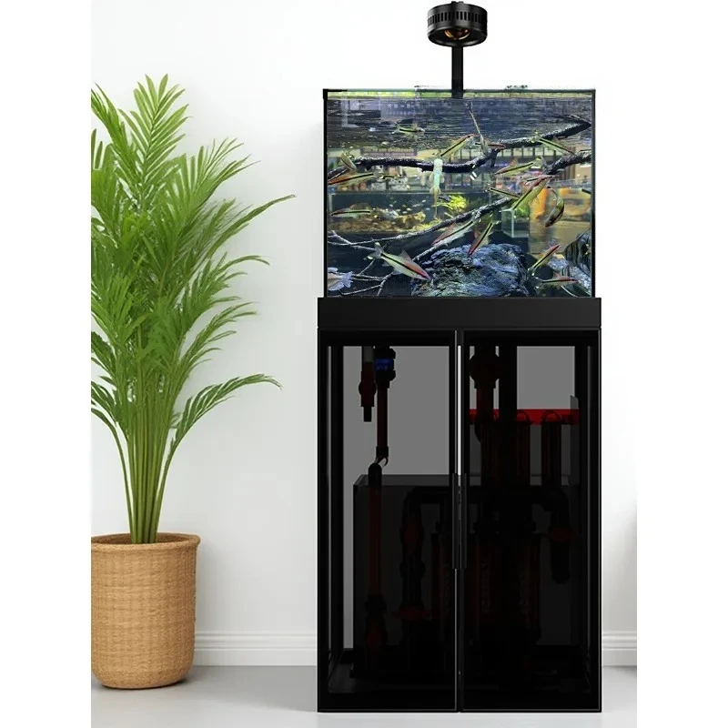 

Fish tank extremely narrow bottom ultra-white Lanshou native custom square tank living room office silent stream tank