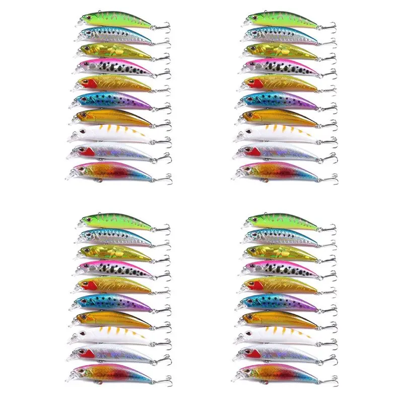 

Набор из 40 приманок ABKV: плавающие воблеры-минноу с внутренней окраской, 6 см, для ловли баса, крэнкбейты