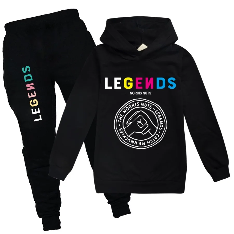 2 Piece Set New Legends Norris Nuts Hoodies Pants Suit for Teens Girl Boys Cartoon Anime Sweatshirt Suit Kids Autumn Clothes