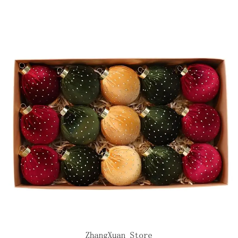 Weihnachtskranz- und Christbaumkugel-Set mit Textur in Stoffoptik 3XUF – Detail 5