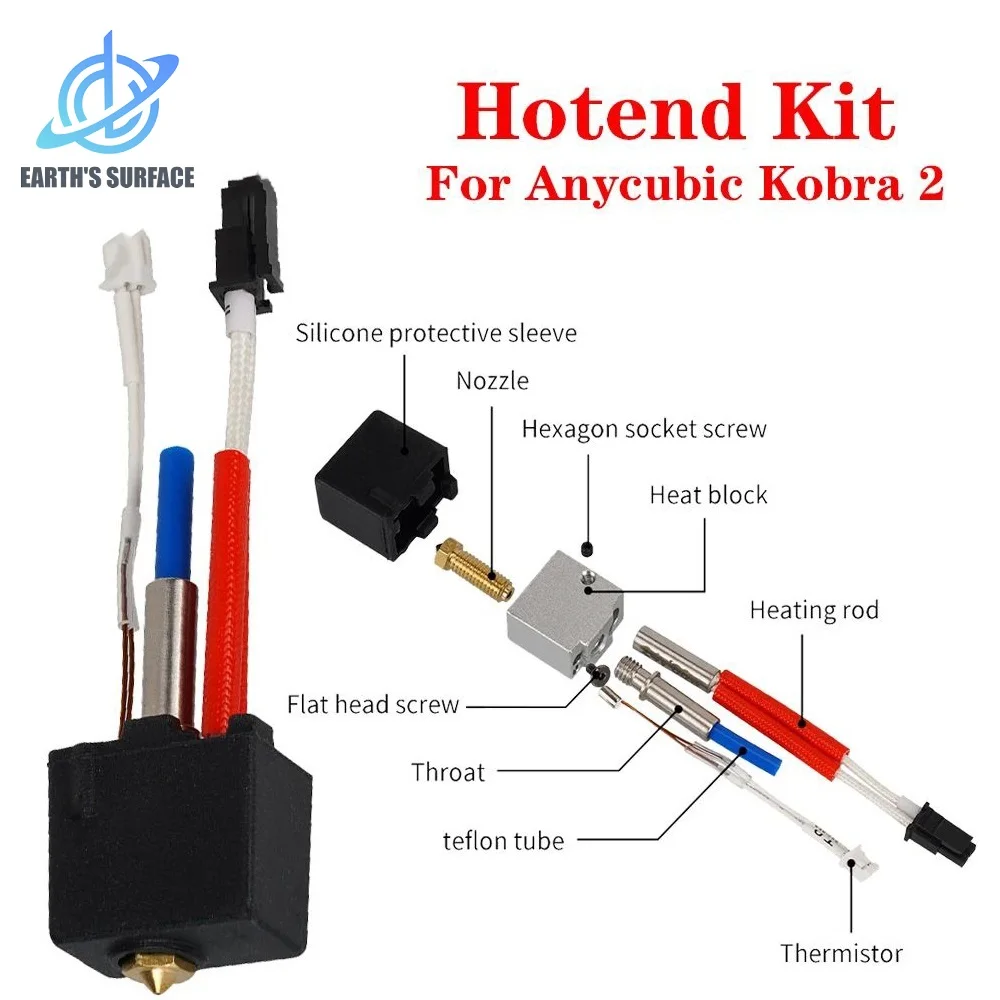 

Детали для принтера для ANYCUBIC Kobra 2 Pro Hotend Kit 24 в 60 Вт картридж-нагреватель экструдер J-Head для Kobra 2 Neo/Max/Plus