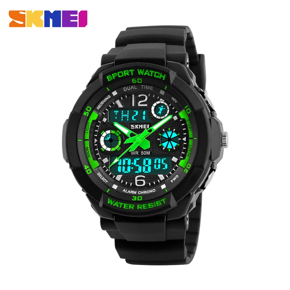 Skmei Dual Display Dial Kids Watches Waterproof Outdoor Sports Children Watch Fashion Digital Quartz Wristwatch Relogio Infantil