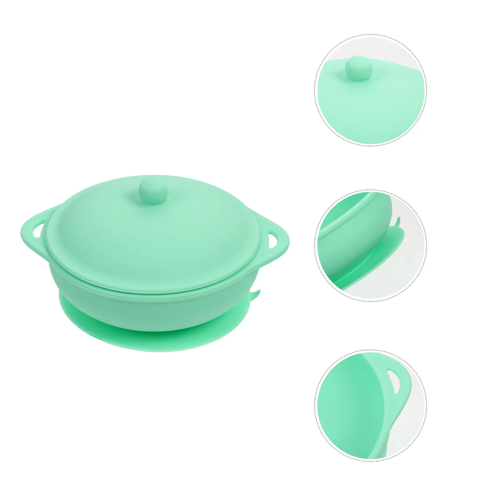 

Набор из 1 силиконовой детской миски с присоской, большой основанием, предотвращающий проливание, для хранения еды, детская посуда, миска для малышей с ложкой