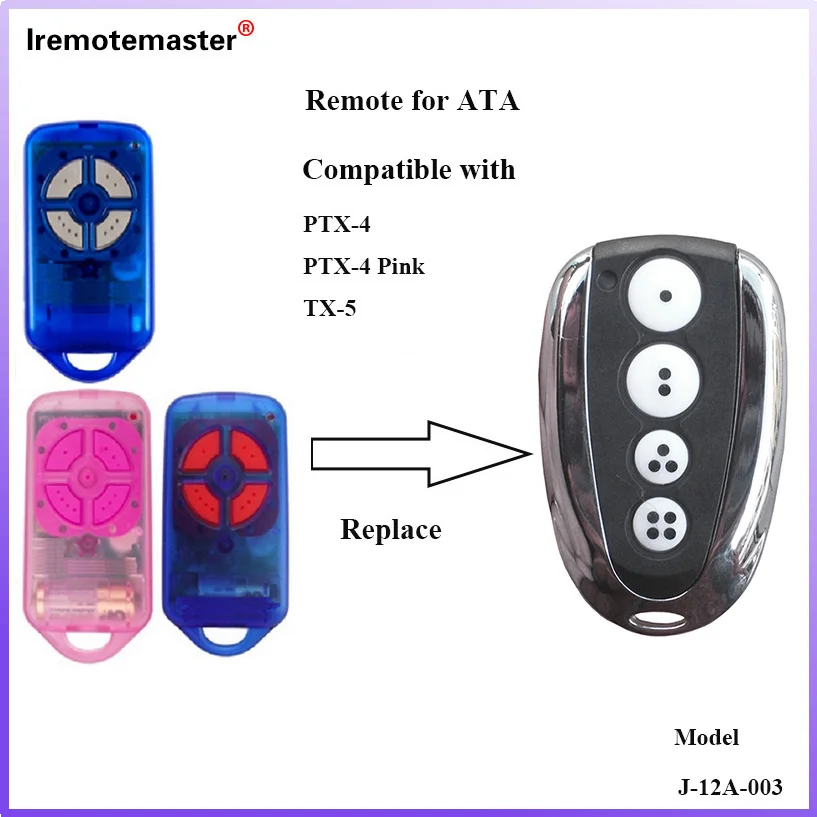 

100% Compatible ATA PTX4 433.92 MHz Herculift Garage Gate Door Remote Control Replacement Rolling Code
