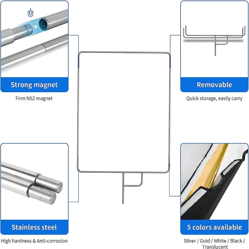 Selens Removable Video Studio Stainless steel Flag Panel Reflector Diffuser Photography Accessory Photo Studio Kits Flag Panel