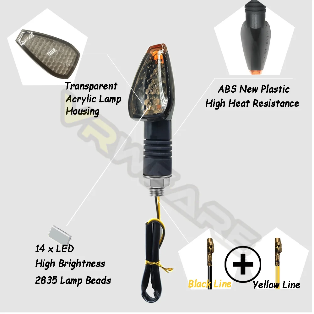 4Pcs Motorcycle Universal LED Turn Signals Short Turn Signal Lights Indicator Blinkers Flashers Amber Color Accessories