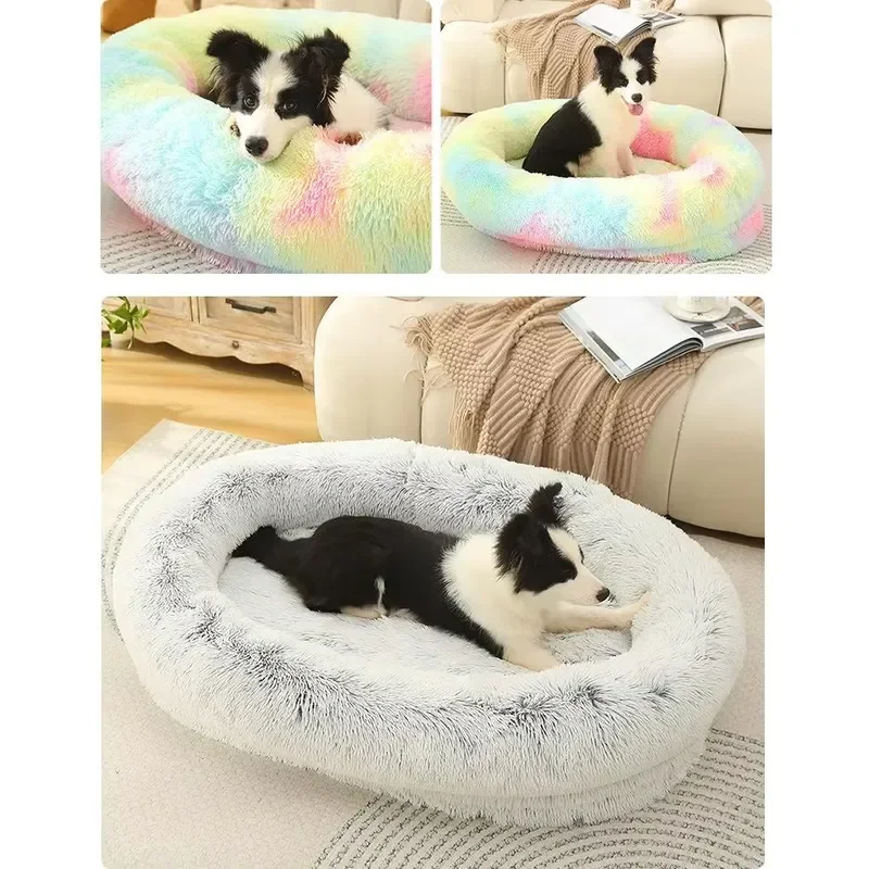 Luxury Plush Orthopedic Pet Bed Human Dog Bed Large Dog Kennel Pet Mat Winter Warm Pet Supplie Detachable Washable Sofa