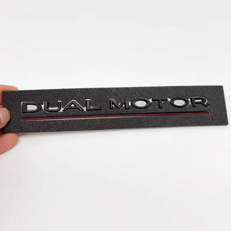3D ABS Chrome Dual Motor Emblem Red Line Black Logo Car Styling Trunk Badge for Tesla Model 3 Y S X Custom Accessory