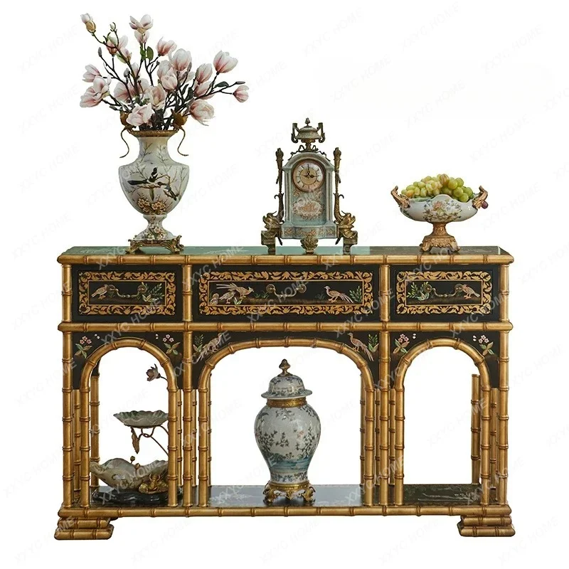 XX XSolid Wood Porch Cabinet Living Room Decorative Cabinet Villa Entrance Foyer Partition Storage Table