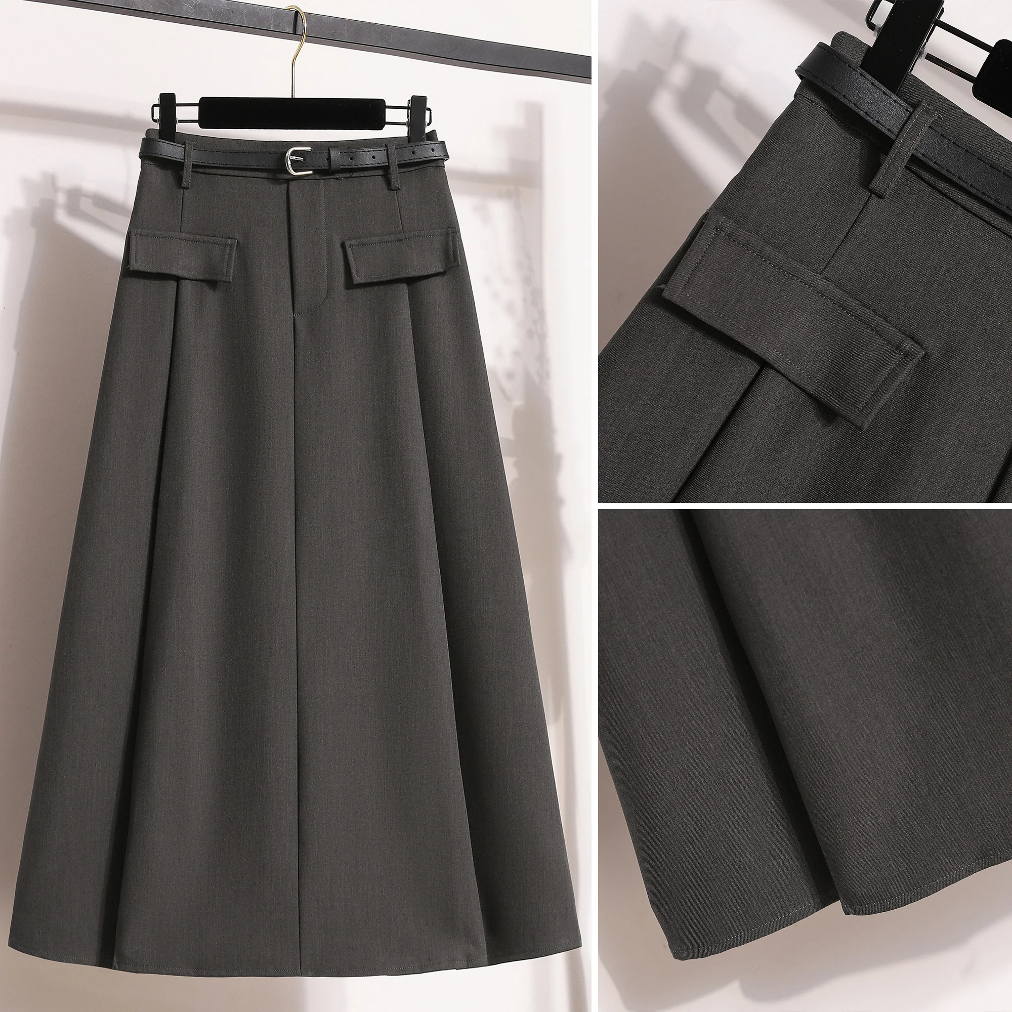 Women's Solid Simplicity Casual Chic Skirt Plus Size Suit Skirts Autumn Winter Fashion New A-line Temperament Large Size Skirt image 5