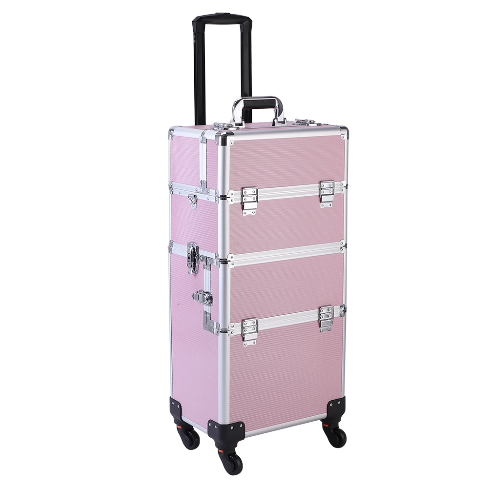 3 in 1 Aluminum Cosmetic Makeup Case Tattoo Box Pink