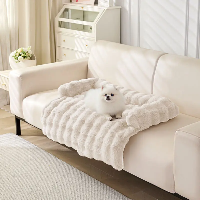 Imitation Rabbit Fur Kennel Mat Machine Washable Non-slip Pet Fluffy Blanket Small Dog