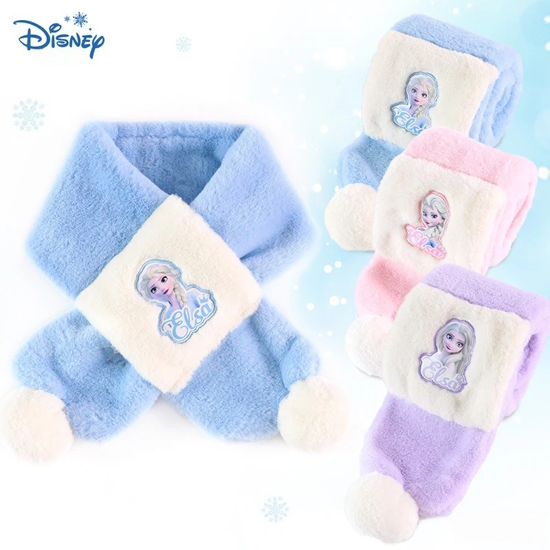 Miniso の新しいアナと雪の女王子供用スカーフ冬暖かい女の子ベビースカーフプリンセスかわいいネックカバー