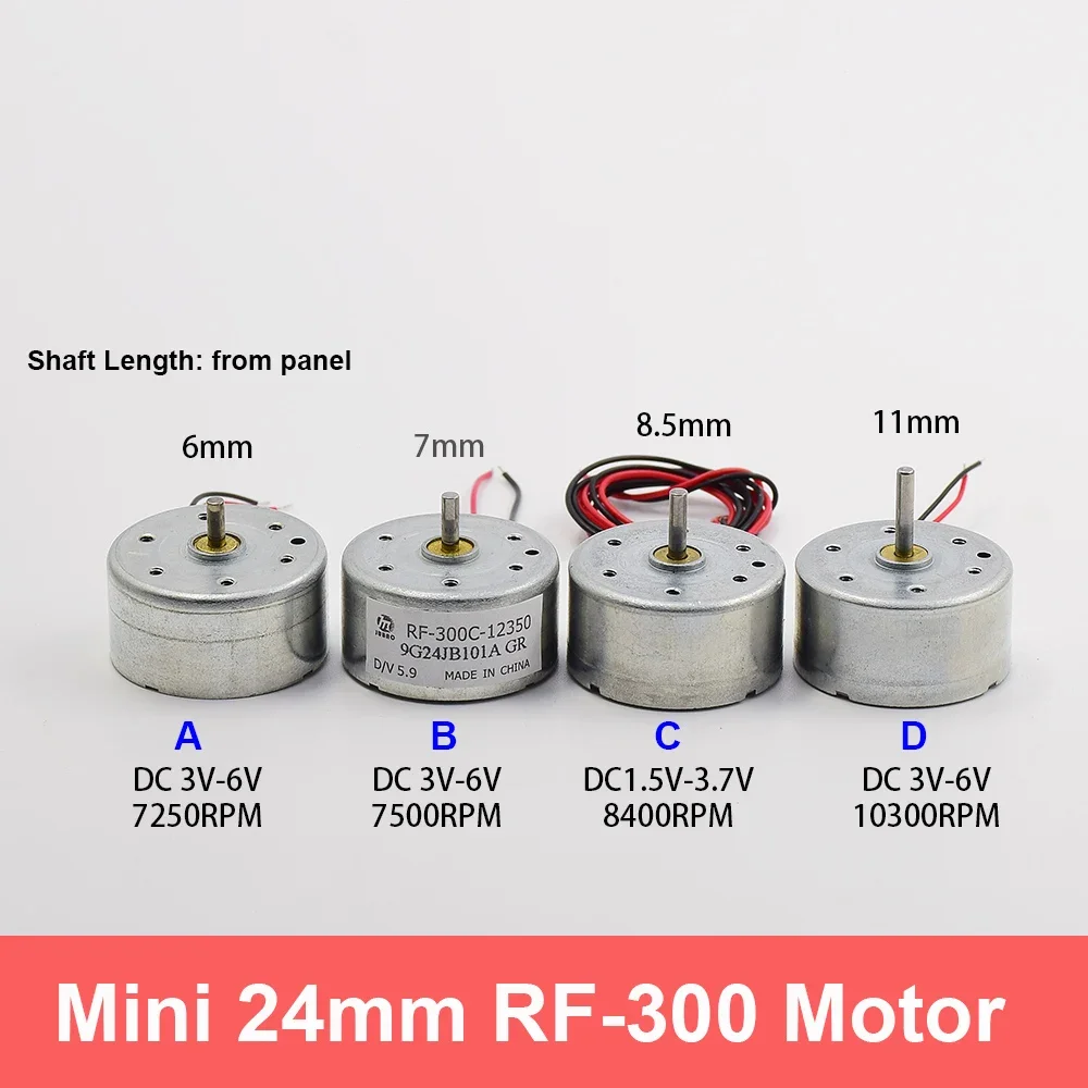 Micro 24mm Diameter RF-300 Round Motor DC 3V 3.7V 5.9V 6V Precious Metal Brush Engine for Car Audio AV CD DVD Player Toy Fan