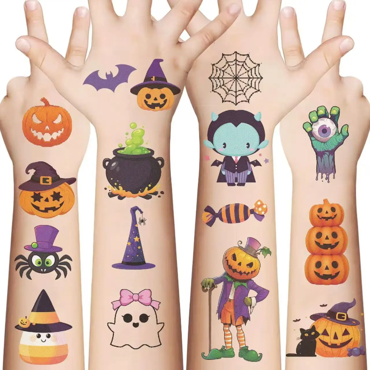 10 vellen Halloween Pompoenen Tattoo Sticker Tijdelijke Fake Tattoo Arm Handen Lichaam Waterdichte Tatouages Giet Toy Gift