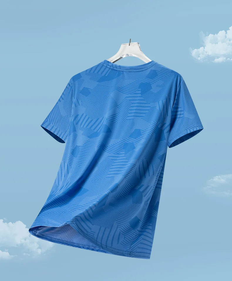 Männliches Lauf-T-Shirt, Sommer, atmungsaktiv, verschleißfest, Fitness-Sport-T-Shirt, Outdoor, leicht, Jogging, Fitnessstudio, Training, Sportbekleidung – Detail 10