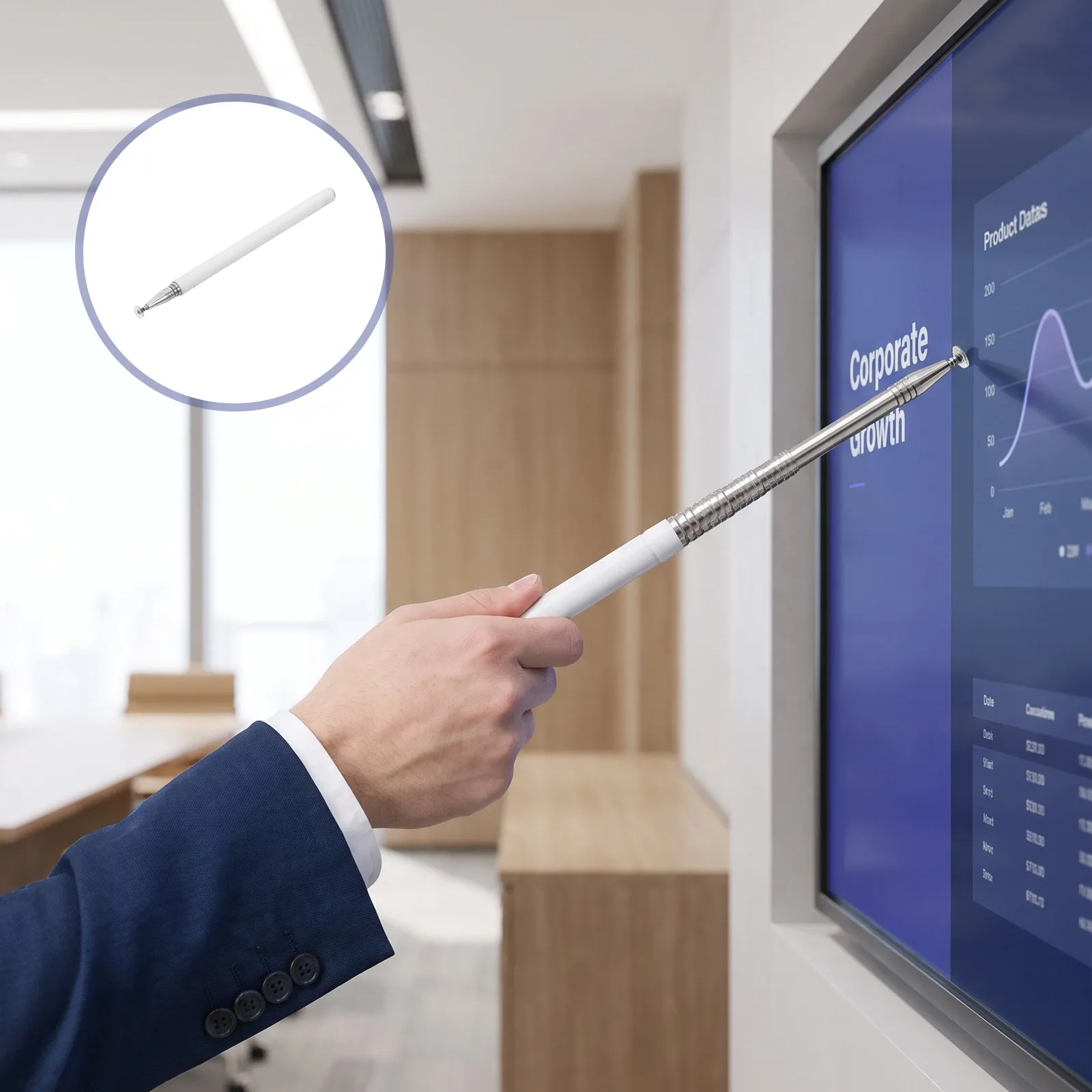 Retractable Stylus Pen Touchscreen Lightweight Metal Disc Tip Precision Capacitive Stylus for Note Taking Drawing Handwriting