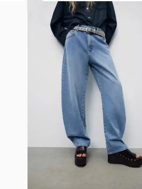 

Весна 2024, свободные широкие джинсы с высокой талией, повседневные зауженные брюки-бойфренды с завышенной талией, женские джинсовые брюки премиум-класса