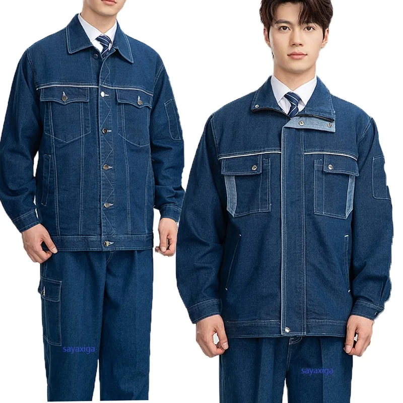 

Welding Suit Wear Resistant Durable Denim Worker Uniform Welder Coverall Safety Workwear Electric Mechanic Maintainance Workwear