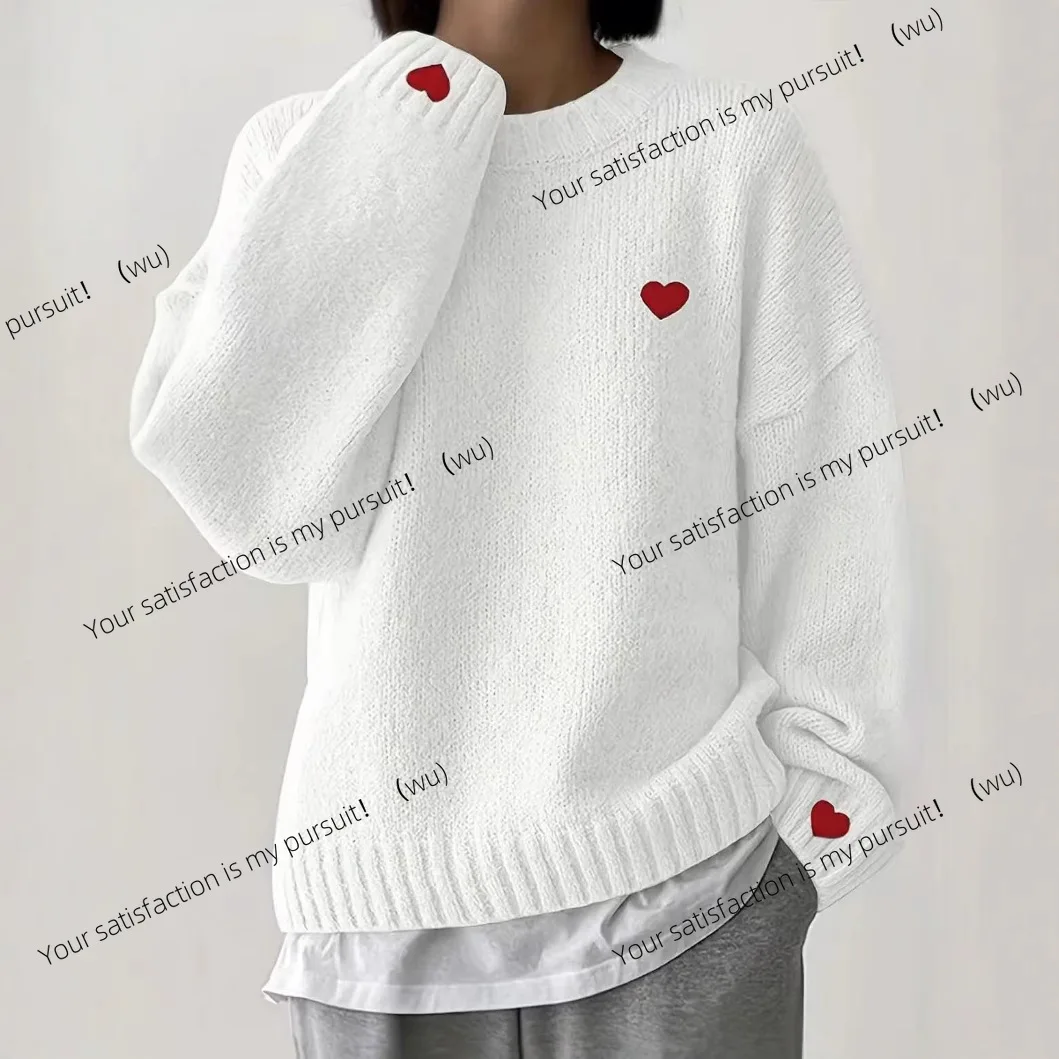 

ZOCI-европейский/американский свитер с круглым вырезом с вышивкой «любовь», модный свободный универсальный пуловер с ленивым дизайном, вязаный свитер