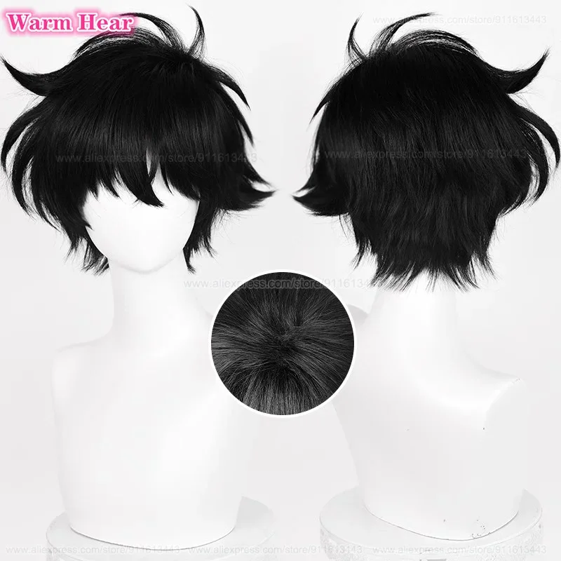 Kuroba Kaito Synthetic Hair Anime Short 28cm Black Cosplay Anime Wig Heat Resistant Hair Halloween Party Unisex Wigs + A Wig Cap