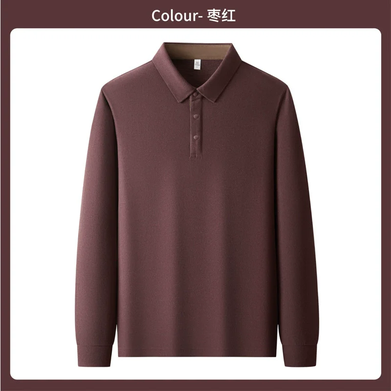 Autumn Winter Tshirt Men Casual Long-sleeved Polo Shirt New Stretch T-shirt Fashion Warm Tops Male Clothing XXXL
