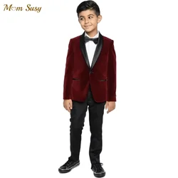 Fashion Baby Boy Formal Clothes Set Velvet Jacket Pant Shirt Bowtie Infant Toddler Child Blazer Jacket Baby Clothes Suit 1-12Y