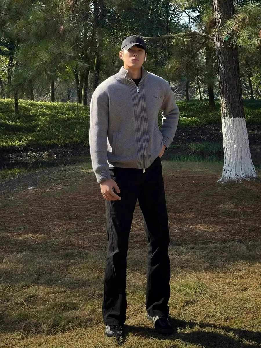 

Мужские джинсы American Sle с высокой талией, прямые, слегка расклешенные, эластичные, облегающие, утягивающие, прямого кроя