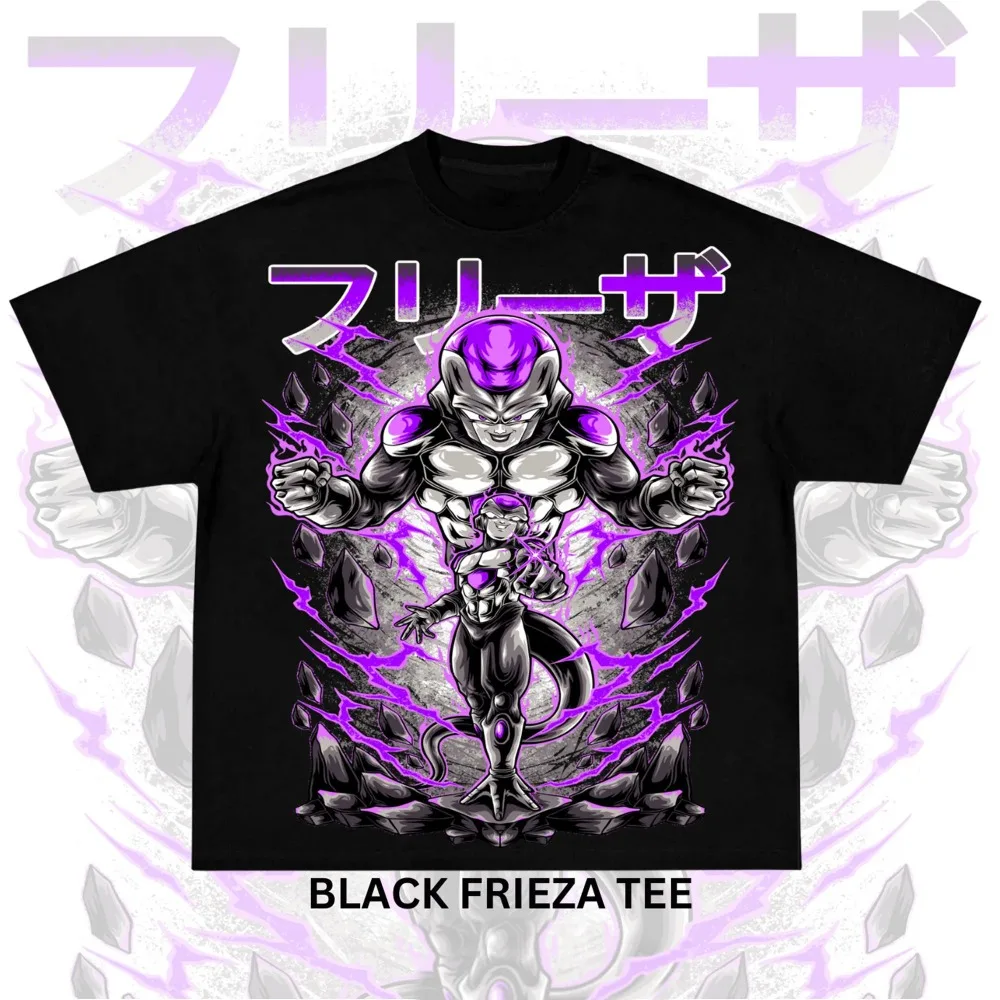 2026 Sommer Premium-Qualität Dragon Ball Black Frieza Übergroßes T-Shirt 100% Baumwolle Retro-Grafik-Print Unisex für Erwachsene & Kinder