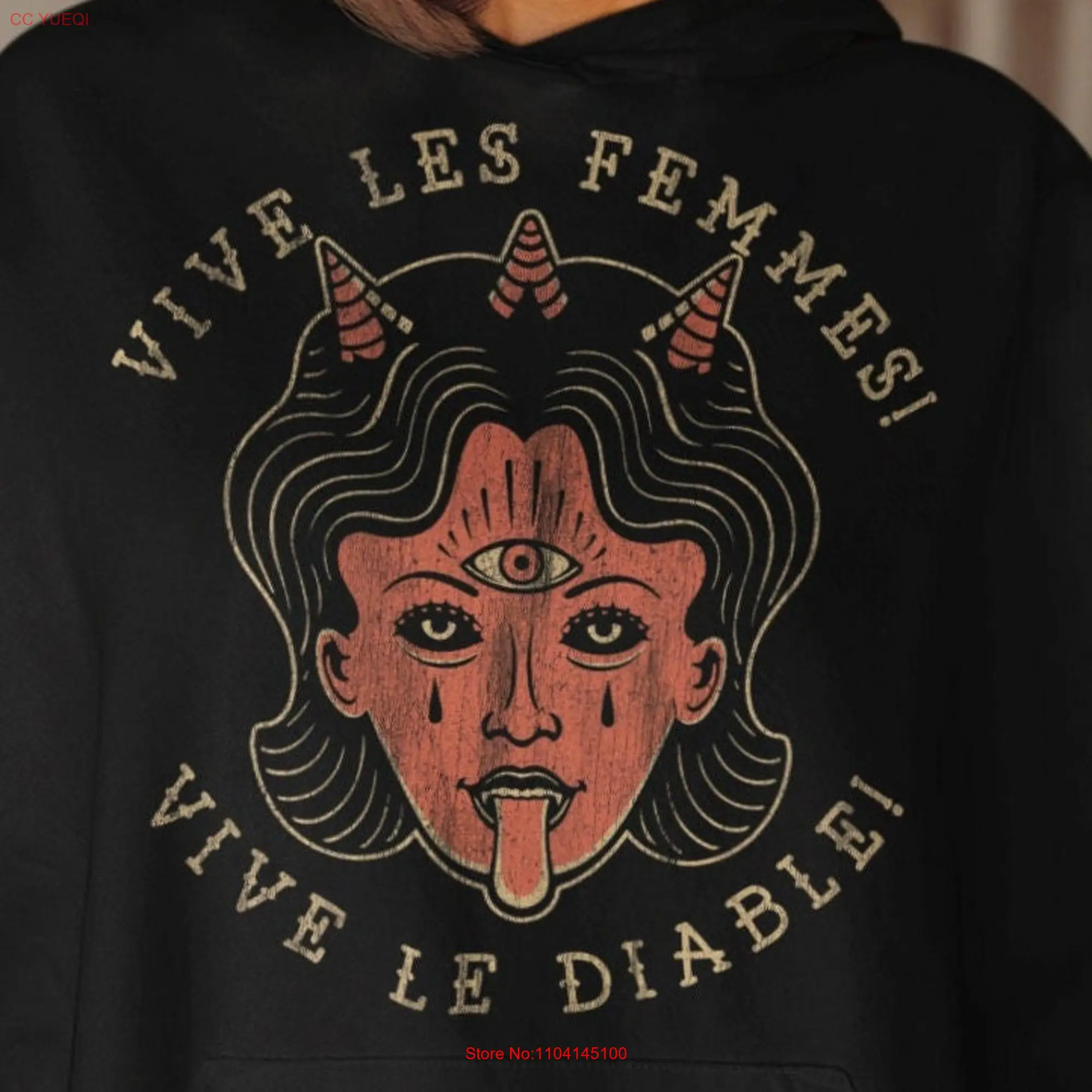 Vive Les Femmes Le Diable Old School She Devil Tattoo T Shirt Women's Fit Womens  long or short sleeves