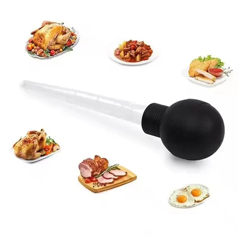 RABIT AS59~ 2X Turkey Baster Silicone Suction Bulb With Cleaning Brush For Flavor Meat Poultry Beef Baking Injecting Marinade