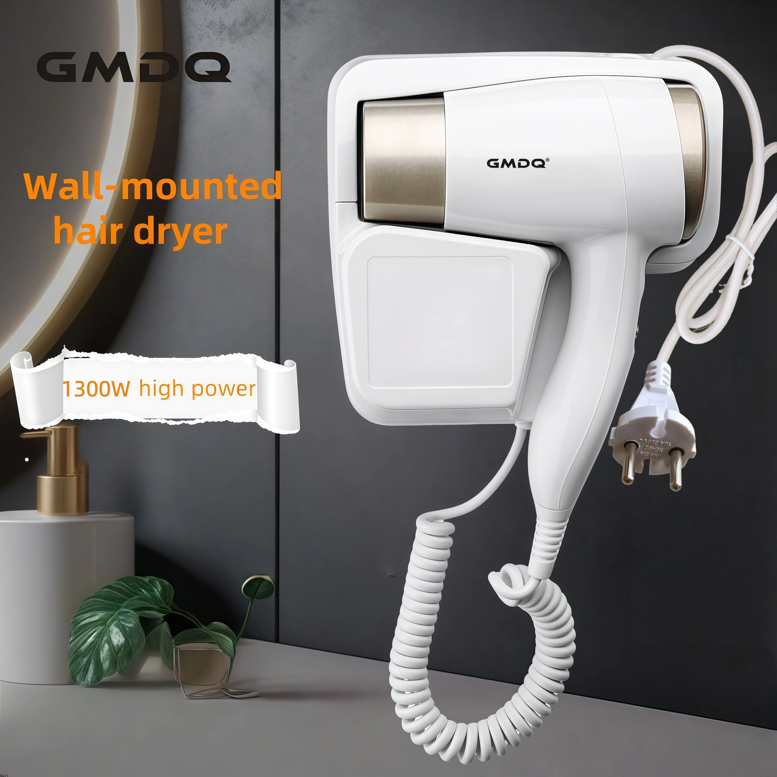 New Wall-Mounted Hair Dryer with High Power, European Standard 220V 1600W, Two-Speed Hot and Cold Air, Household Hair Dryer