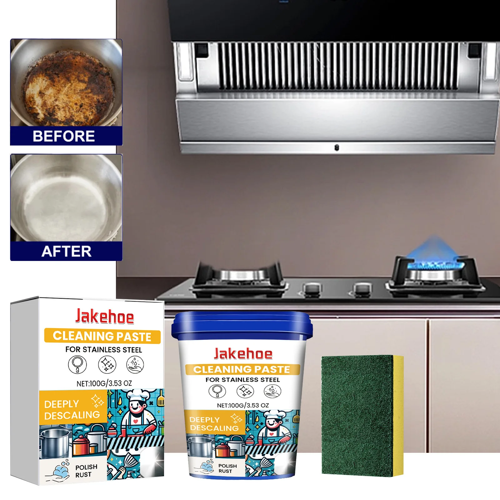 

Чистящая паста из нержавеющей стали, кастрюля, кастрюля, черные грязи, очиститель для духовки, средство для удаления ржавчины, масло, удаление накипи, посуда, крем для очистки металлического полива