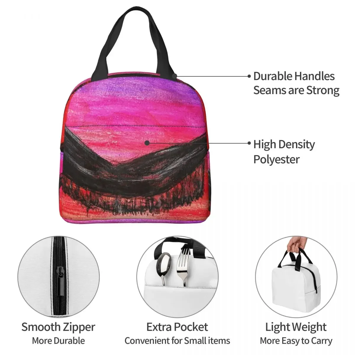 Beach Hammock Pattern Insulated Lunch Bag for Women Kids Portable Food Boxes Thermal Lunch Box Tote