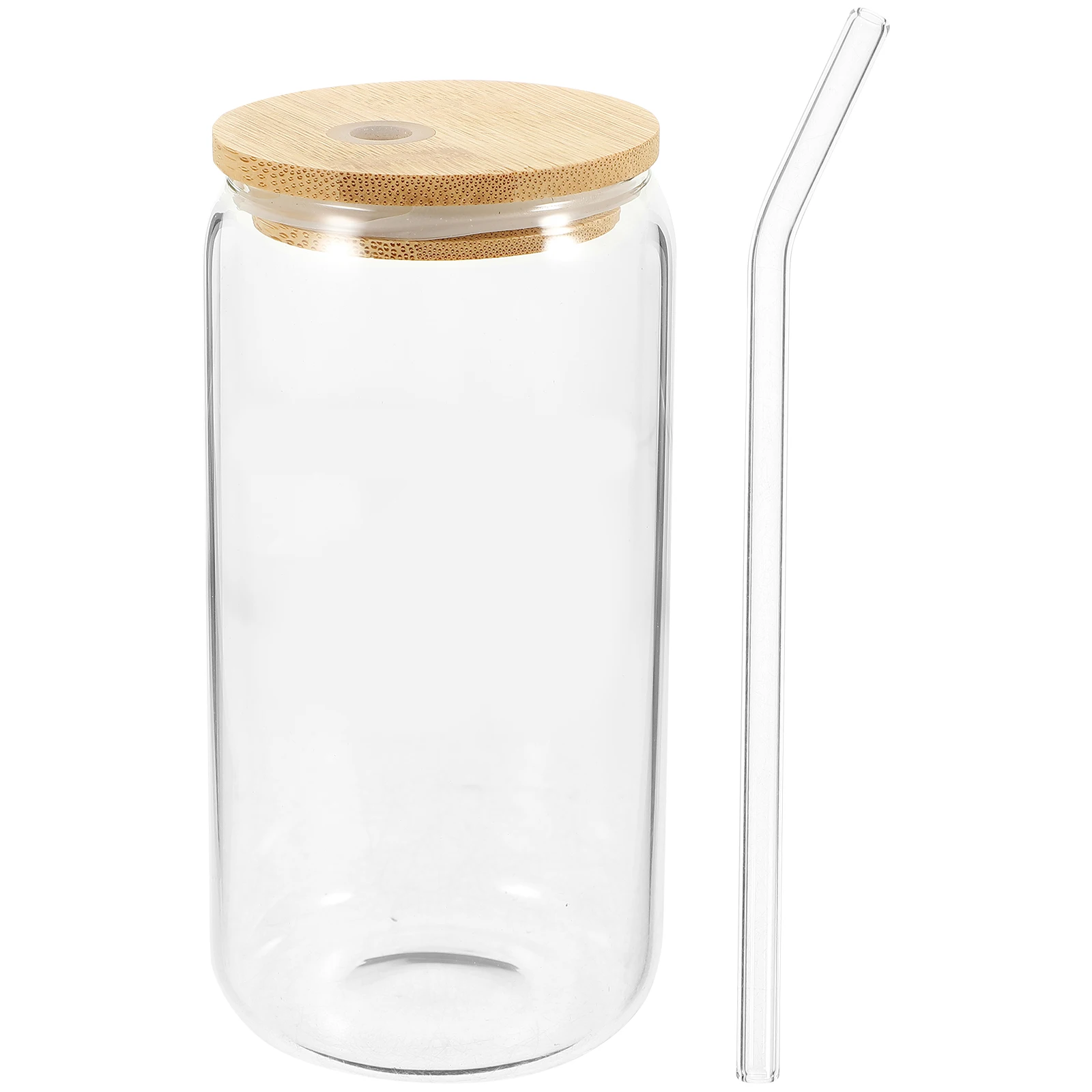 

500ml Heat Glass Cups Bamboo Lid Fine Craftsmanship Drinking Glasses Milk Tea Juice Bamboo Glass Cups With Lids And Straws