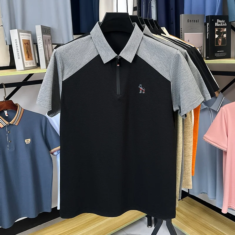 Fashion luxury short-sleeve polo shirt men's casual trend original colorful puppy decal design summer cooler breathable T-shirt