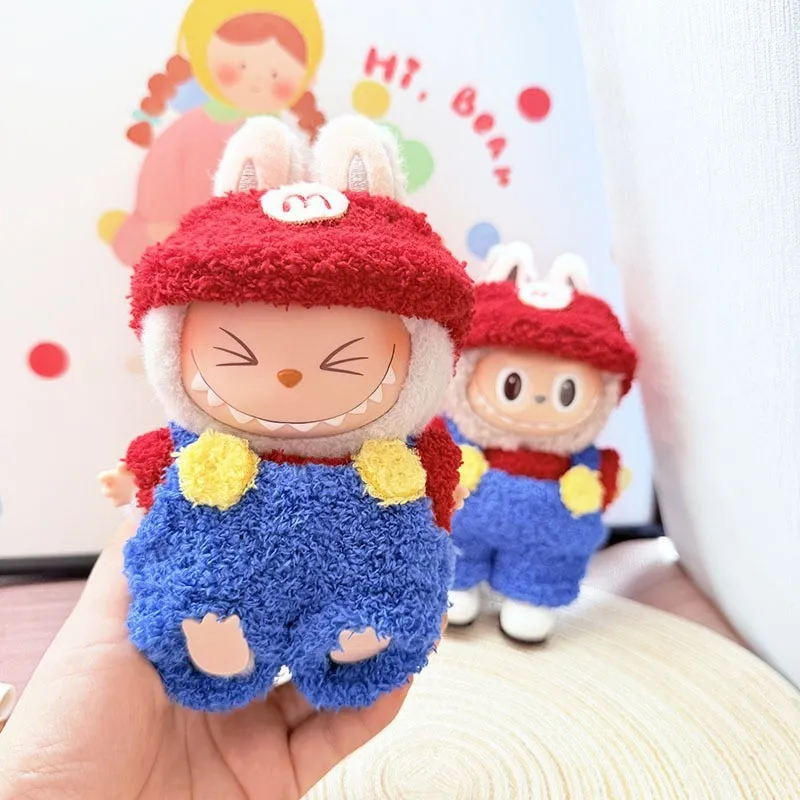 Para ropa de muñeca Labubu, sudaderas con capucha de tiburón, ropa para muñecas, sudaderas con capucha a juego de colores, accesorios para muñecas, decoración bonita, pequeños paños (sin muñeca)