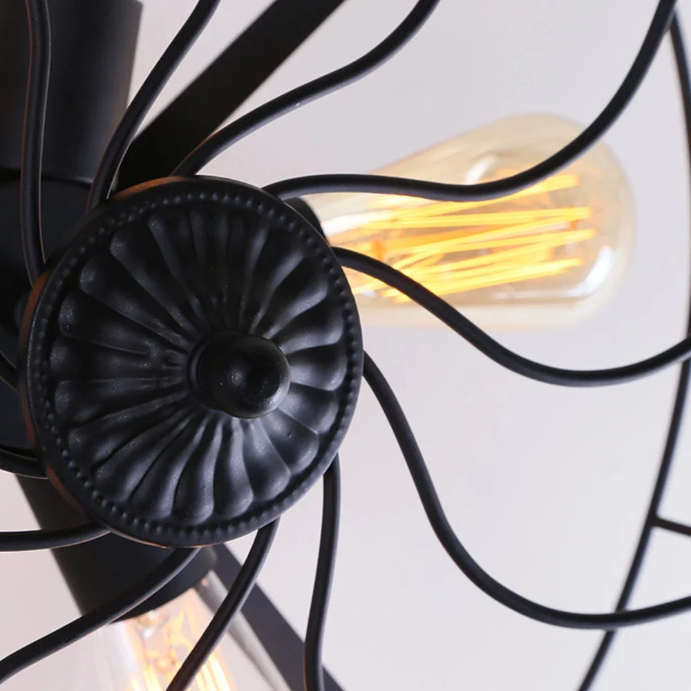 

Retro Loft Style Vintage Industrial Fans Wall Lamp With 5 Head E27 Edison Bulb 110/220V Wall Fan Lighting For Home