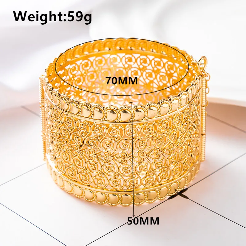 

Арабский позолоченный браслет-украшение, большой размер, широкий, с ажурным цветочным узором, в придворном стиле, альжирский свадебный бижутерийный аксессуар для невесты
