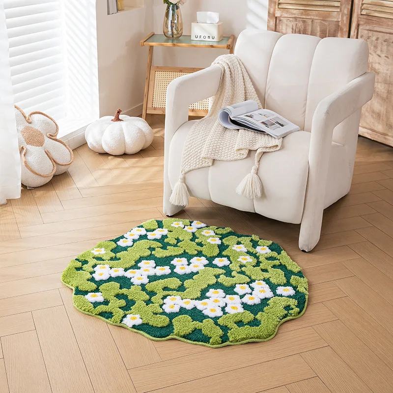 Ins-style High-end Green Moss Carpet, Bathroom Water-absorbing and Anti-slip Mat, Doorstep Mat, Household Flocked Floor Mat