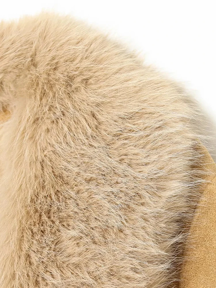 Женская новая стильная куртка из искусственного меха, женское однотонное пальто с лацканами и длинными рукавами, карманами на пуговицах, осенне-зимняя повседневная женская верхняя одежда